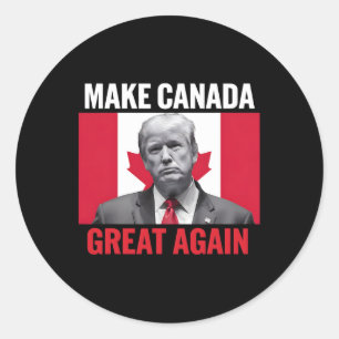 Pegatina Redonda Haz Canadá Grande Otra Vez Divertida Trump Bandera