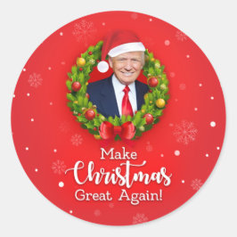 Pegatina Redonda Haz de nuevo grande la Navidad Trump MAGA regalo d