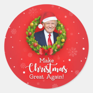 Pegatina Redonda Haz de nuevo grande la Navidad Trump MAGA regalo d