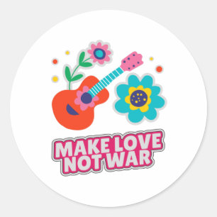 Pegatina Redonda Haz el amor no la guerra