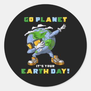 Pegatina Redonda Haz El Planeta Es Tu Día De La Tierra Dabbing Rega