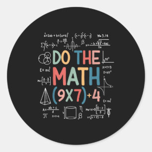 Pegatina Redonda Haz Las Matemáticas 67 Meme Divertido Seis Siete P
