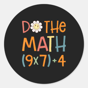 Pegatina Redonda Haz Las Matemáticas 67 Meme Divertido Seis Siete P
