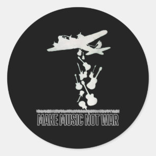 Pegatina Redonda Haz música. No la guerra.
