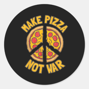Pegatina Redonda Haz pizza. No la guerra.