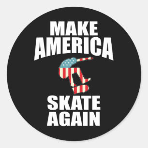 Pegatina Redonda Haz que América patine de nuevo Amante del skatebo