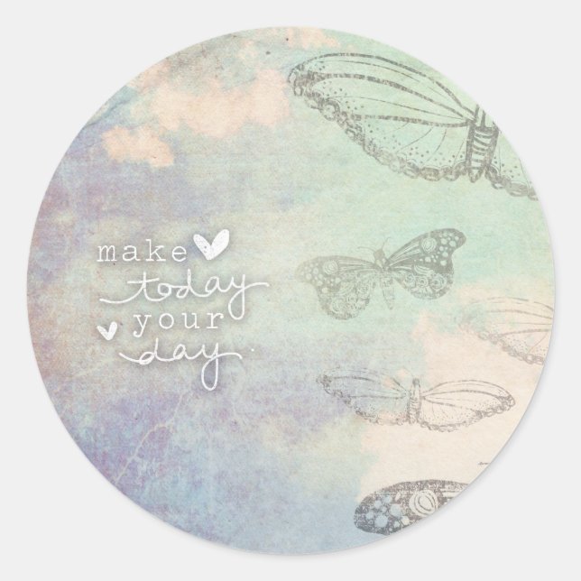 Pegatina Redonda Haz que hoy sea tu día (Anverso)