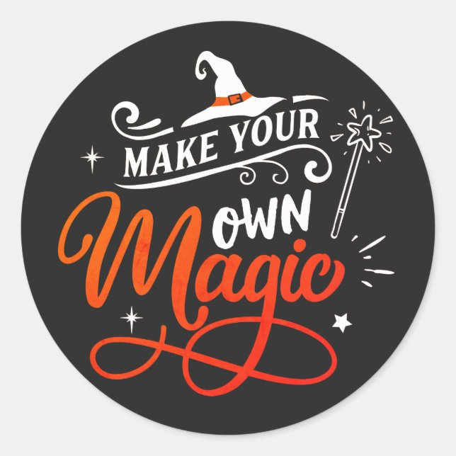 Pegatina Redonda Haz tu propia magia | Halloween (Anverso)