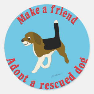 Pegatina Redonda Haz Un Amigo - Beagle