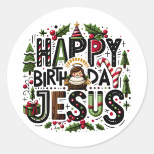 Pegatina Redonda HBD Jesus