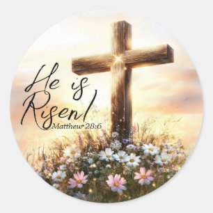 Pegatina Redonda He is Risen - Mateo 28:6