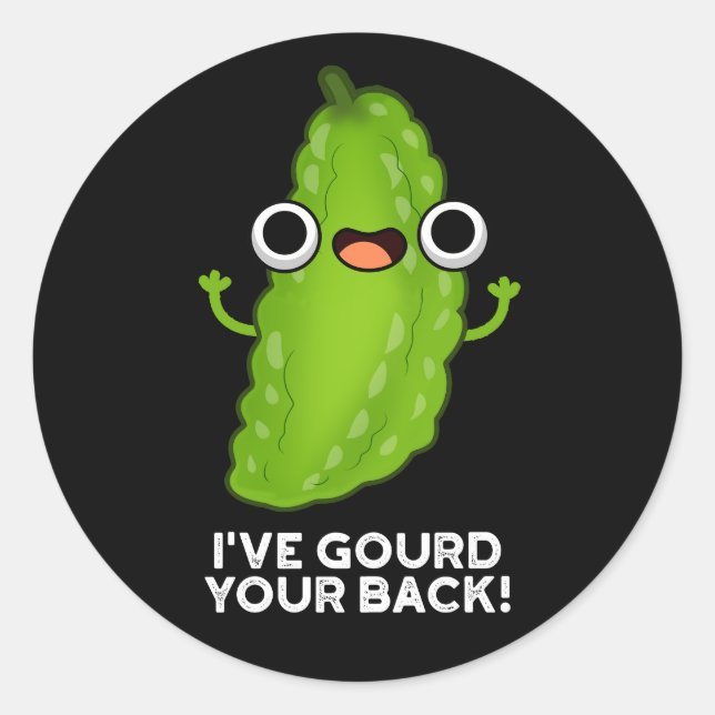 Pegatina Redonda He llorado tu trasero Funny Veggie Pun Dark BG (Anverso)