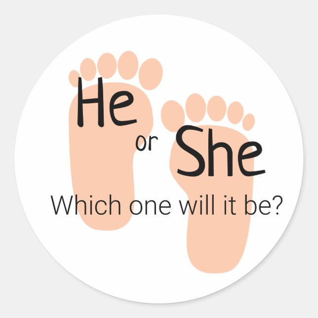 Pegatina Redonda He or She Gender Reveal (Anverso)
