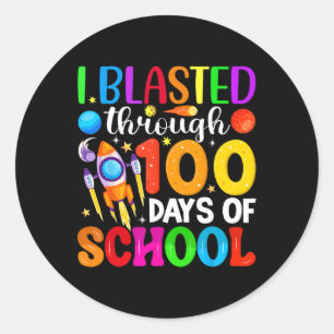 Pegatina Redonda He Pasado Por 100 Días De Espacio Escolar 100 Días