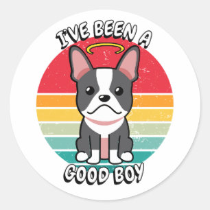 Pegatina Redonda He sido un buen chico - bulldog francés
