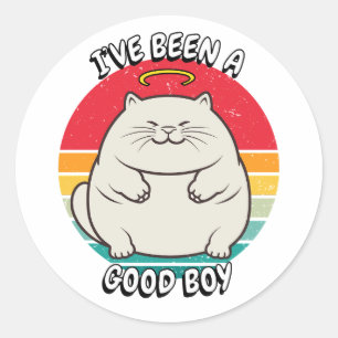 Pegatina Redonda He sido un buen chico - gato gordo
