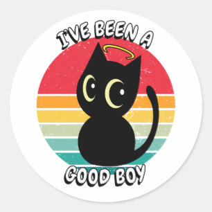 Pegatina Redonda He sido un buen chico - gato negro