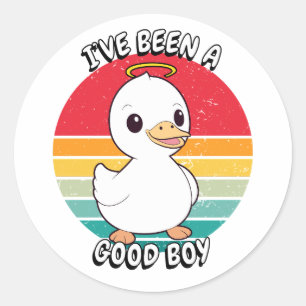 Pegatina Redonda He sido un buen chico - pato blanco