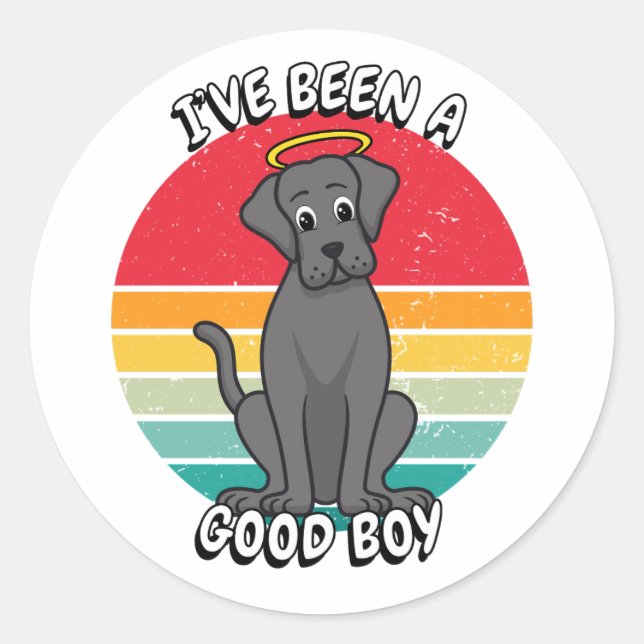 Pegatina Redonda He sido un buen chico - perro grande (Anverso)