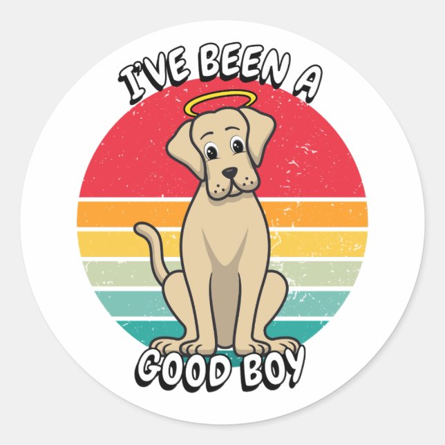 Pegatina Redonda He sido un buen chico - perro grande (Anverso)