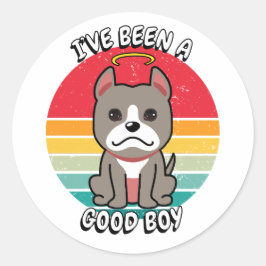 Pegatina Redonda He sido un buen chico - perro gris