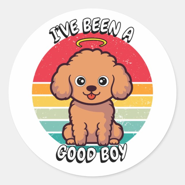 Pegatina Redonda He sido un buen chico - perro marrón (Anverso)