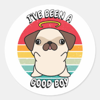 Pegatina Redonda He sido un buen chico - pug