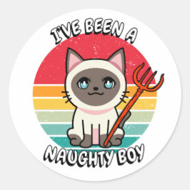 Pegatina Redonda He sido un niño travieso - gato siamés