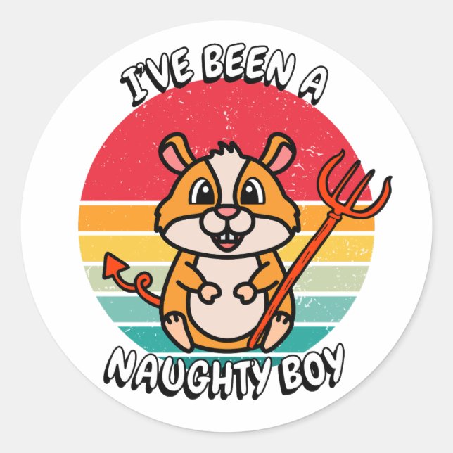 Pegatina Redonda He sido un niño travieso - hamster (Anverso)