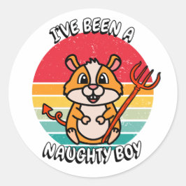 Pegatina Redonda He sido un niño travieso - hamster