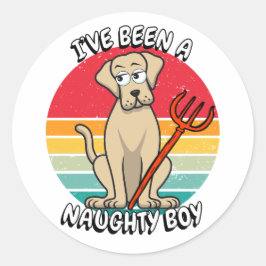 Pegatina Redonda He sido un niño travieso - perro grande