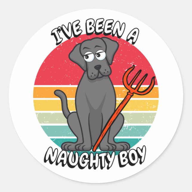 Pegatina Redonda He sido un niño travieso - perro grande (Anverso)