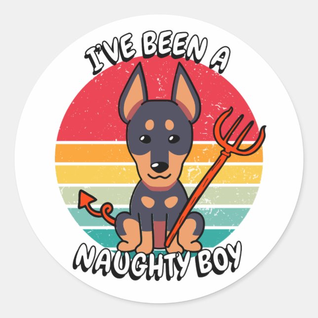 Pegatina Redonda He sido un niño travieso - perro guardián (Anverso)