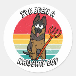 Pegatina Redonda He sido un niño travieso - perro guardián