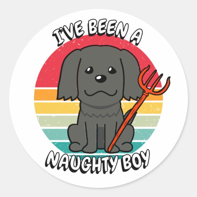 Pegatina Redonda He sido un niño travieso - perro negro (Anverso)