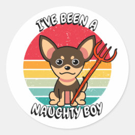 Pegatina Redonda He sido un niño travieso - perro pequeño