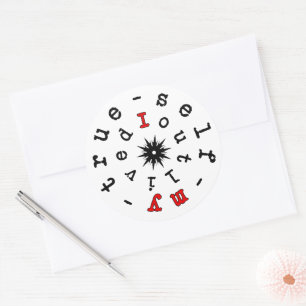 Pegatina Redonda He Sobrevivido a Mi Verdadero Yo – Lema Existencia