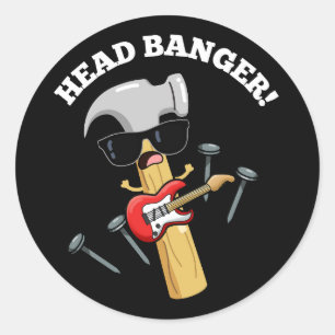 Pegatina Redonda Head Banger Funny Music Punks Dark BG