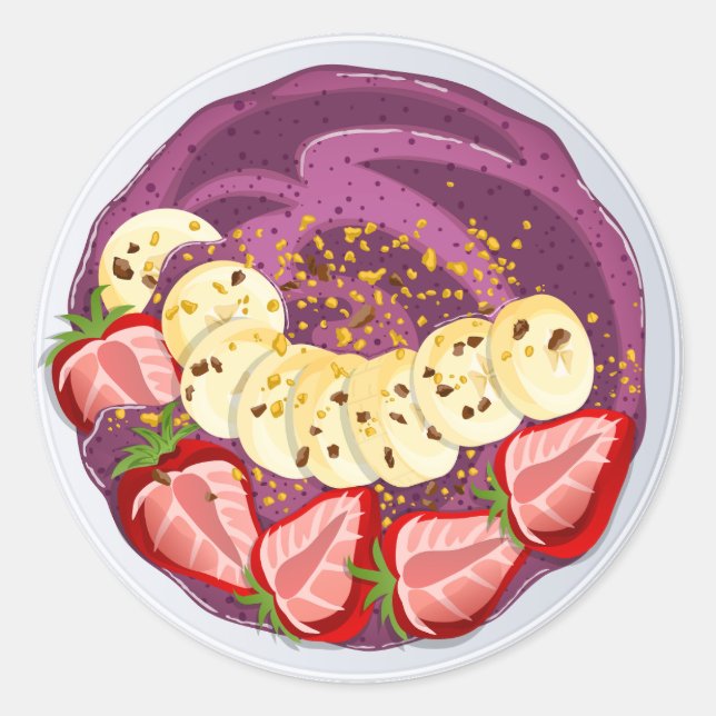 Pegatina Redonda Healthy Acai Superfood Bowl Art (Anverso)