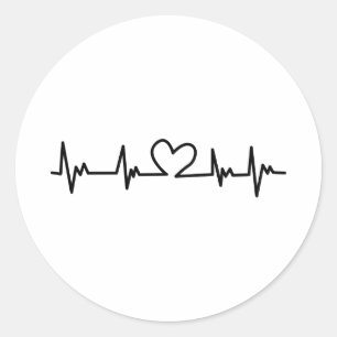 Pegatina Redonda Heart Beat