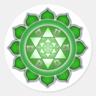 Pegatina Redonda Heart Chakra - Bloom fractal