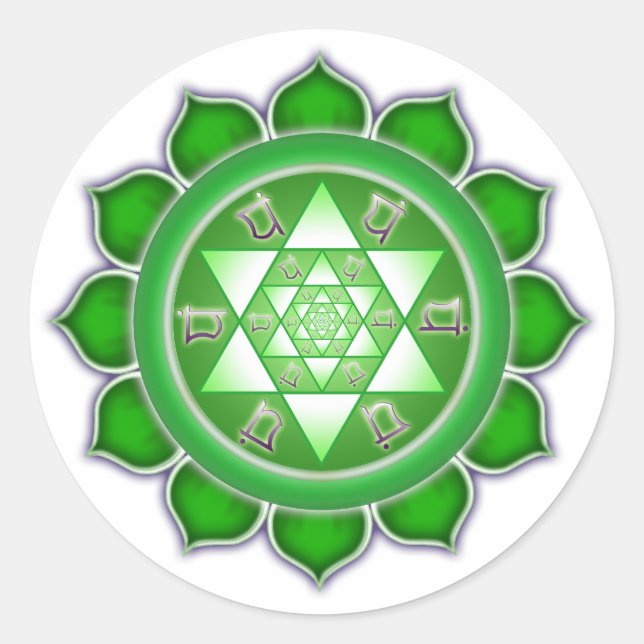 Pegatina Redonda Heart Chakra - Bloom fractal (Anverso)