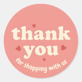 Pegatina Redonda Heart Design Thank You Business Sticker
