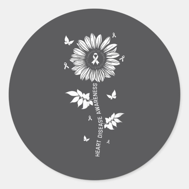 Pegatina Redonda Heart Disease Awareness Month  (Anverso)