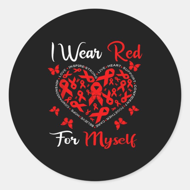 Pegatina Redonda Heart Disease Awareness Month Open Heart Diseases  (Anverso)