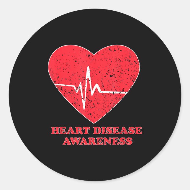 Pegatina Redonda Heart Disease Awareness -national Wear Red Shirt D (Anverso)