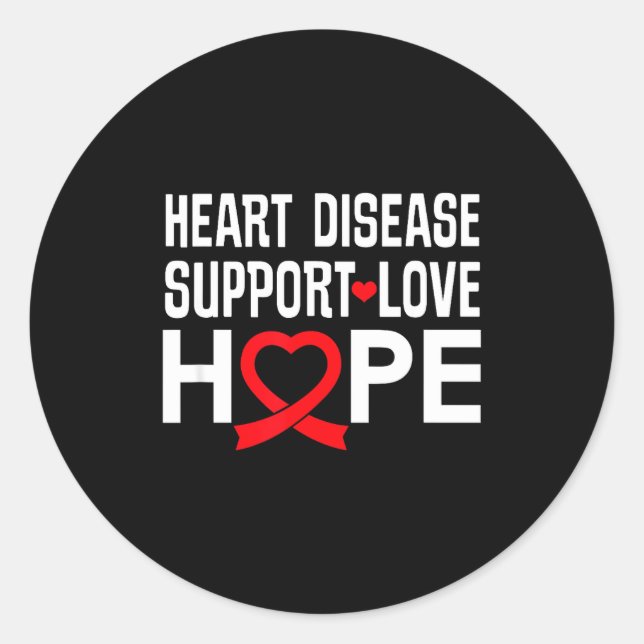 Pegatina Redonda Heart Disease Suprt Love Hope Red Ribbon  (Anverso)