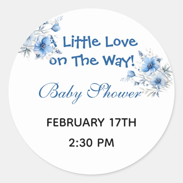 Pegatina Redonda Heart Glasses Teddy Bear Blue Baby Shower  (Anverso)