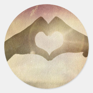 Pegatina Redonda Heart Hands