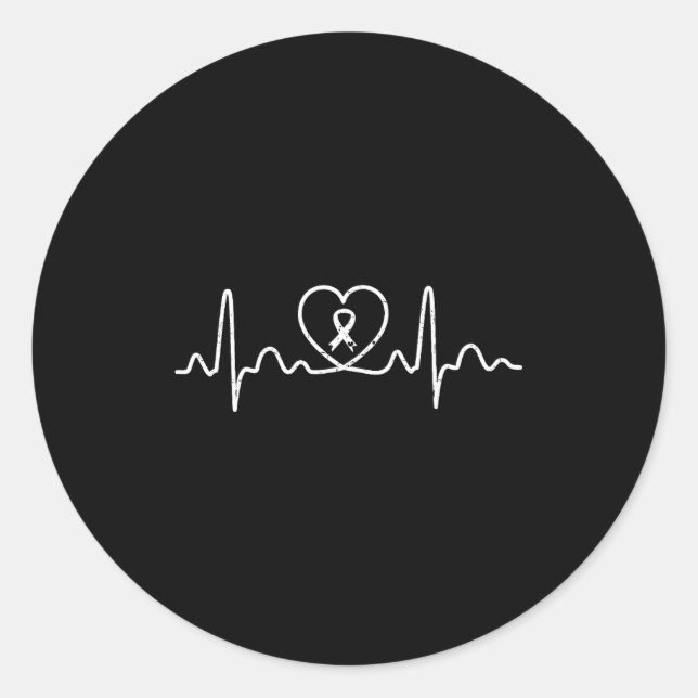 Pegatina Redonda Heart Health Heart Disease Awareness Heartbeat Chd (Anverso)